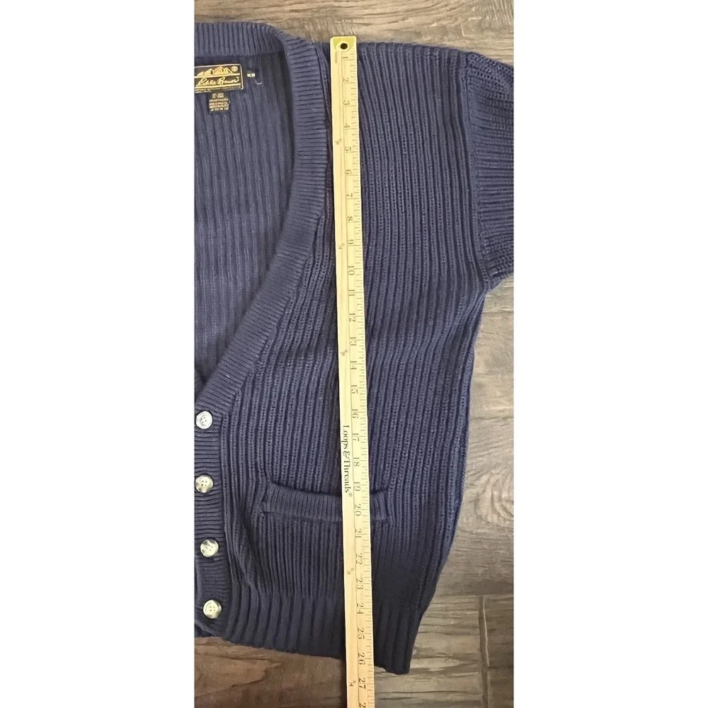 Vintage Eddie Bauer M Cardigan Cable Knit Sweater Blue Grandpa‎ Core 90's Preppy